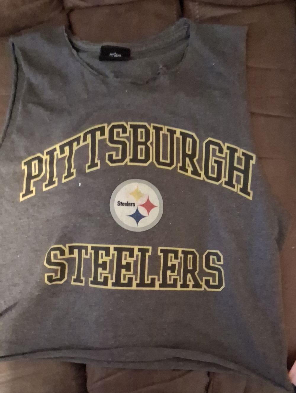 NFL Pittsburgh Steelers Grey Sleeveless Kids Tank with Yellow Logo